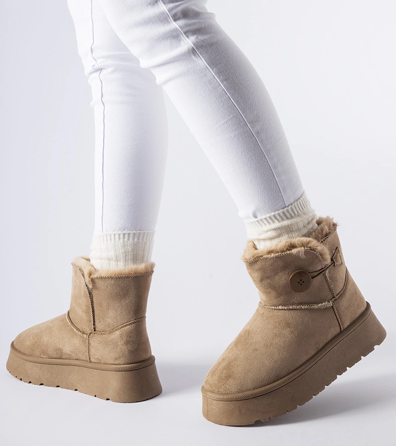 Barna bolyhos hótaposó gombbal Ronco