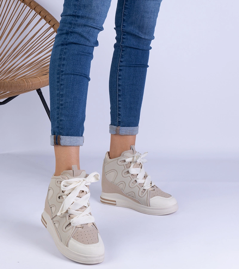 Gralina vastag fűzős bézs női tornacipő