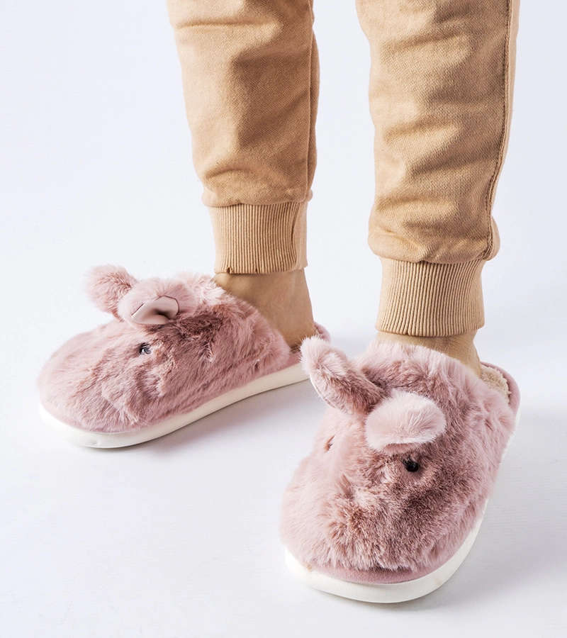 Rózsaszín meleg papucs Daniella fülekkel