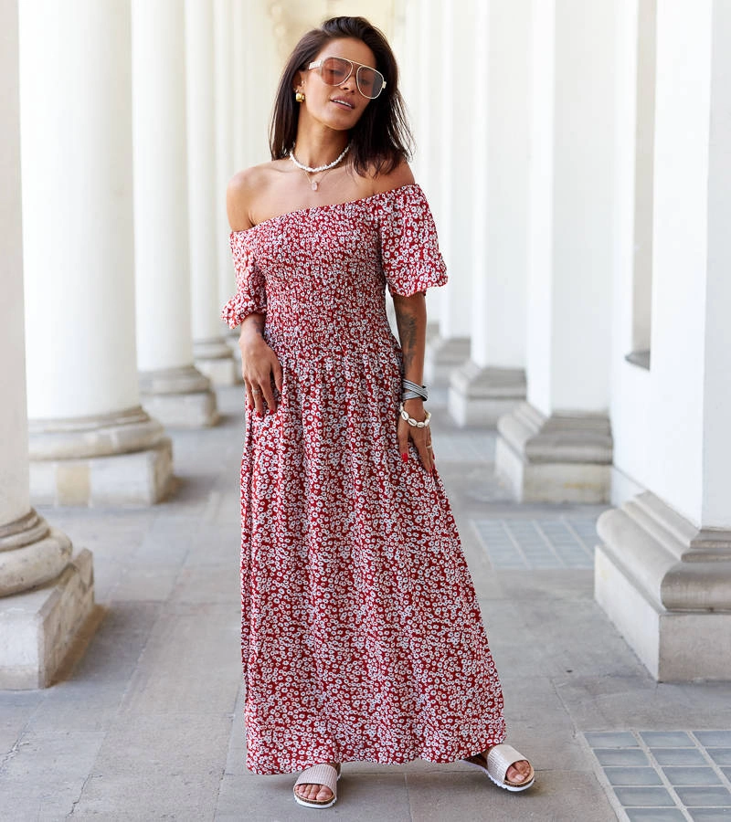 Piros virágos Lioba ruha