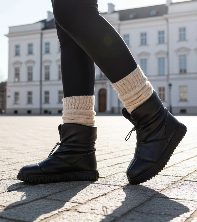 Fekete természetes bőr hócsizma Raschmi