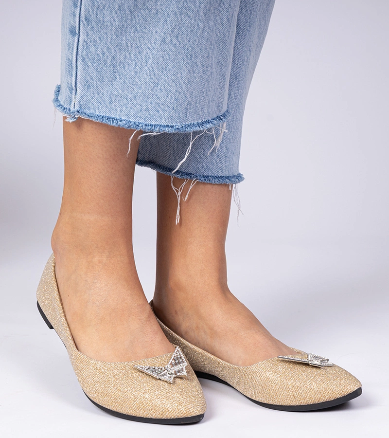 Arany női csillogó balerinák pillangóval Denny