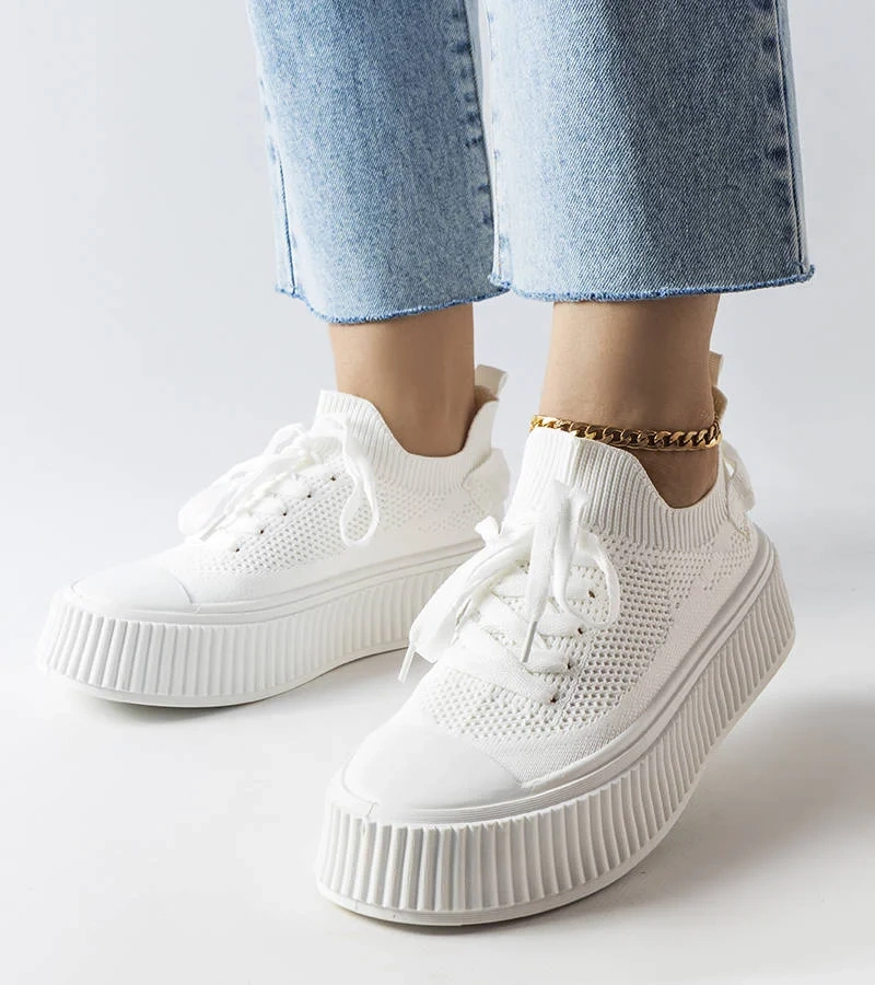 Fehér rugalmas szárú Jardine tornacipők