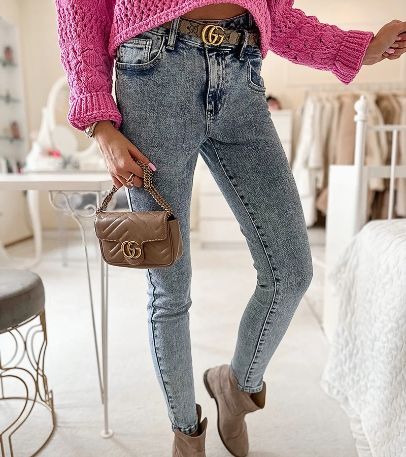 Kék szűk farmernadrág magas derekkal Ayot