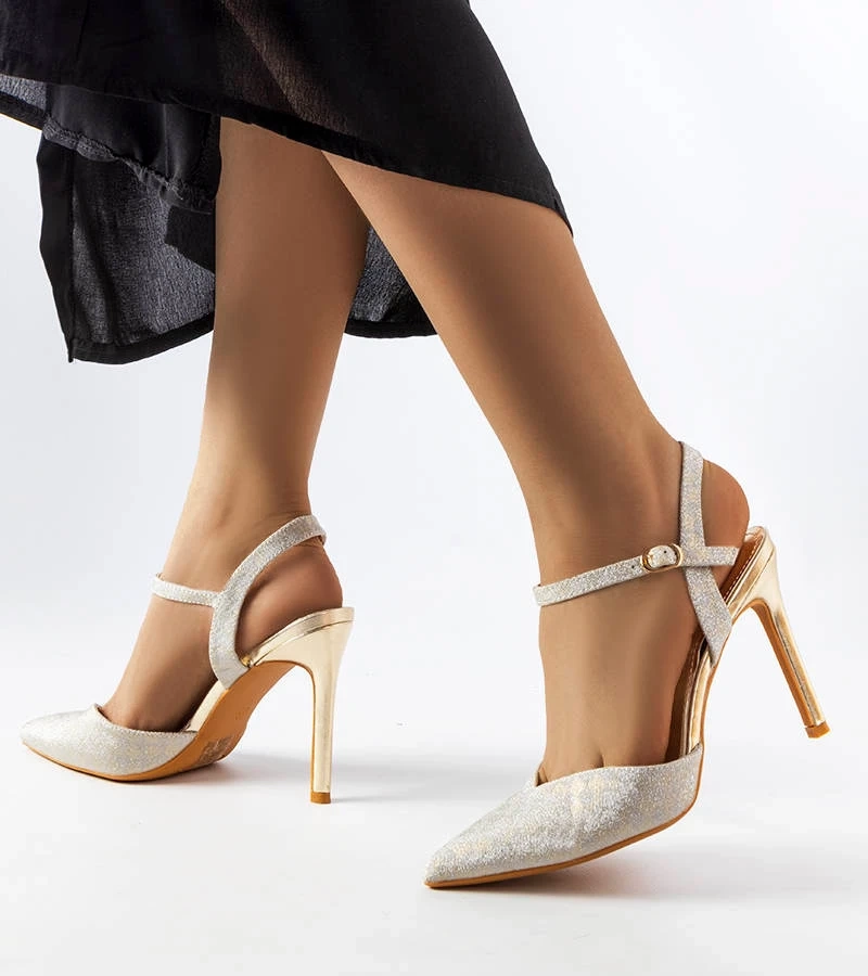 Arany csillogó sakkos Gallia tűsarok