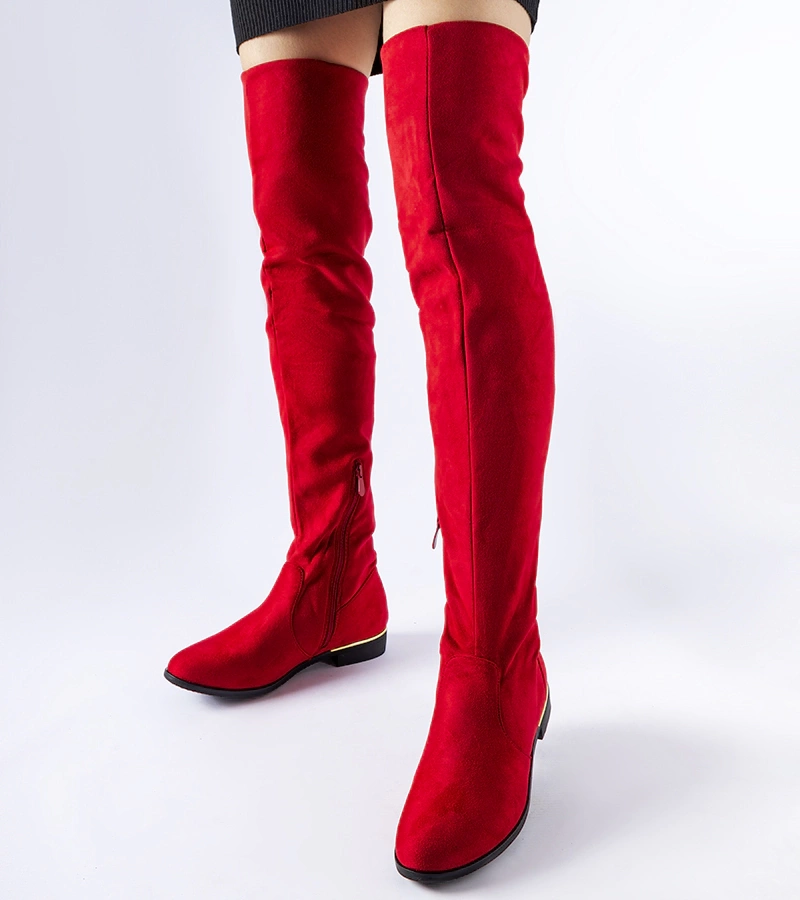 Hosszú vörös meleg műszálas szarvasbőr Elwira