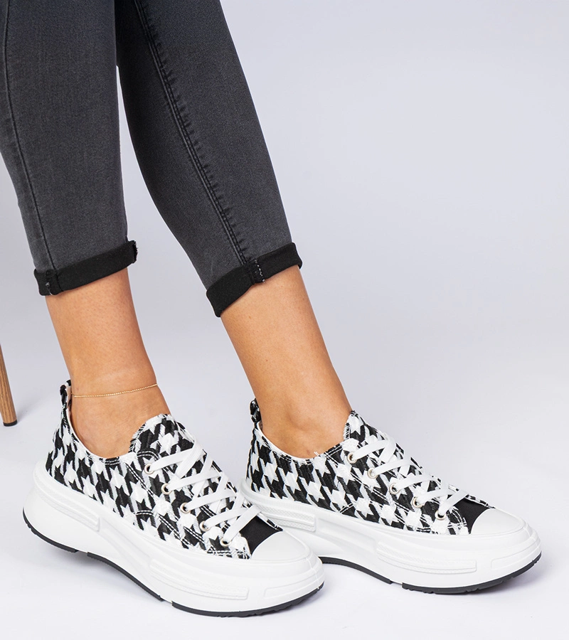 Fekete-fehér női anyag tornacipő Katerin