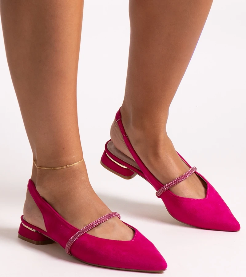 Sötétrózsaszín Morcosa bőr betétes balett cipők