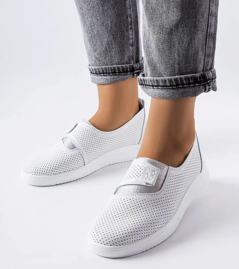 Fehér bőr perforált teniszcipő Ethels