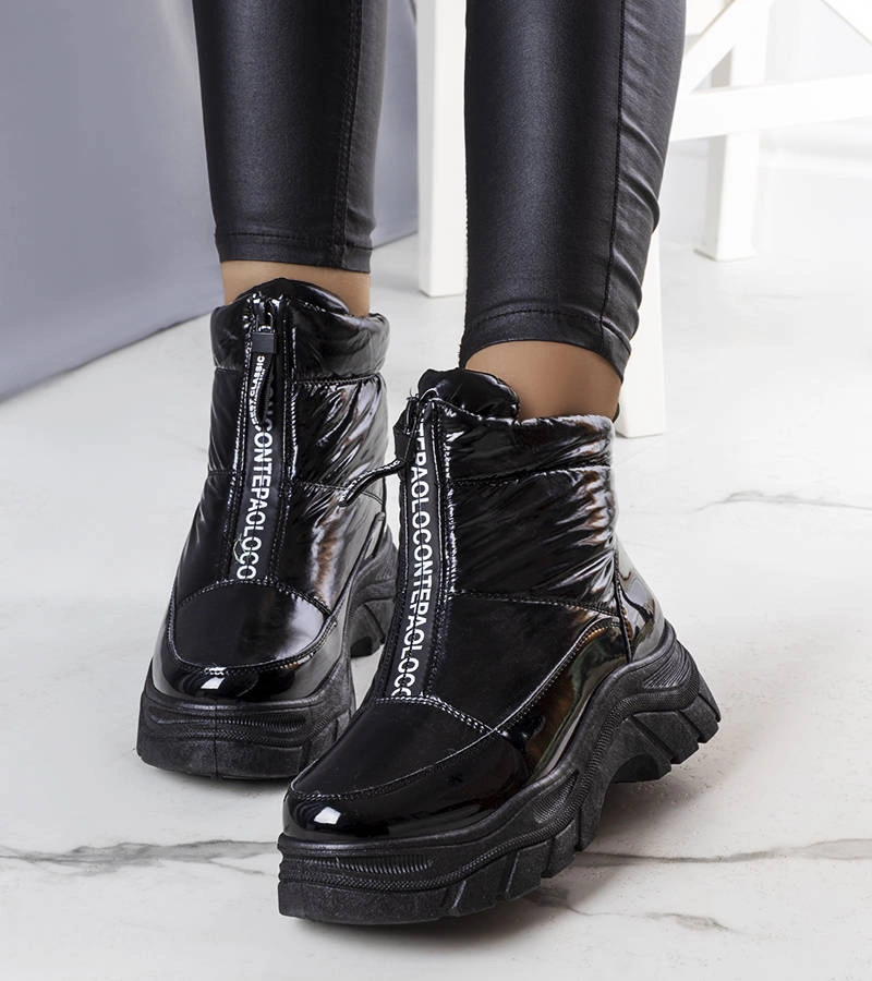 Fekete fényes Leonel hócsizma