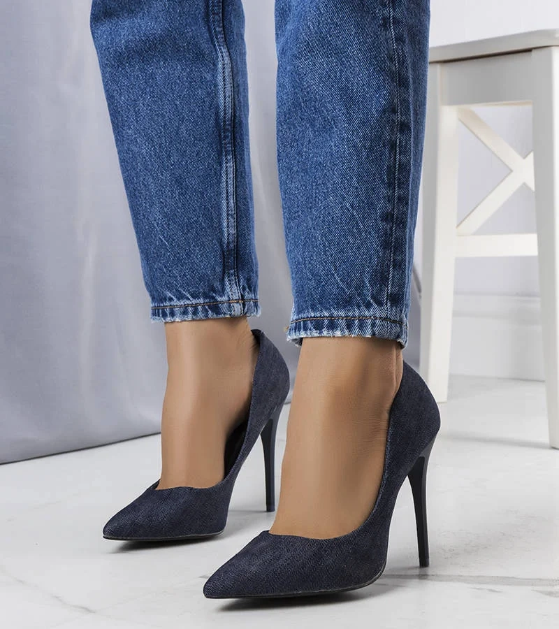 Sötétkék tűsarkú cipő Imard