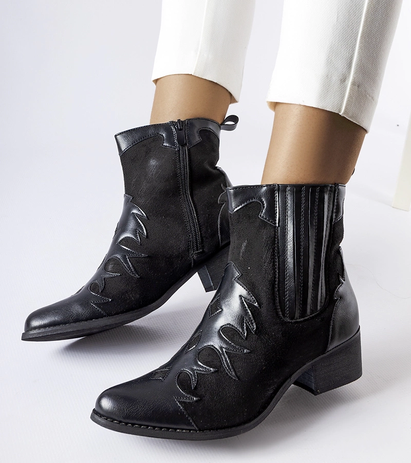 Fekete cowboy csizma kis sarokkal Henriette