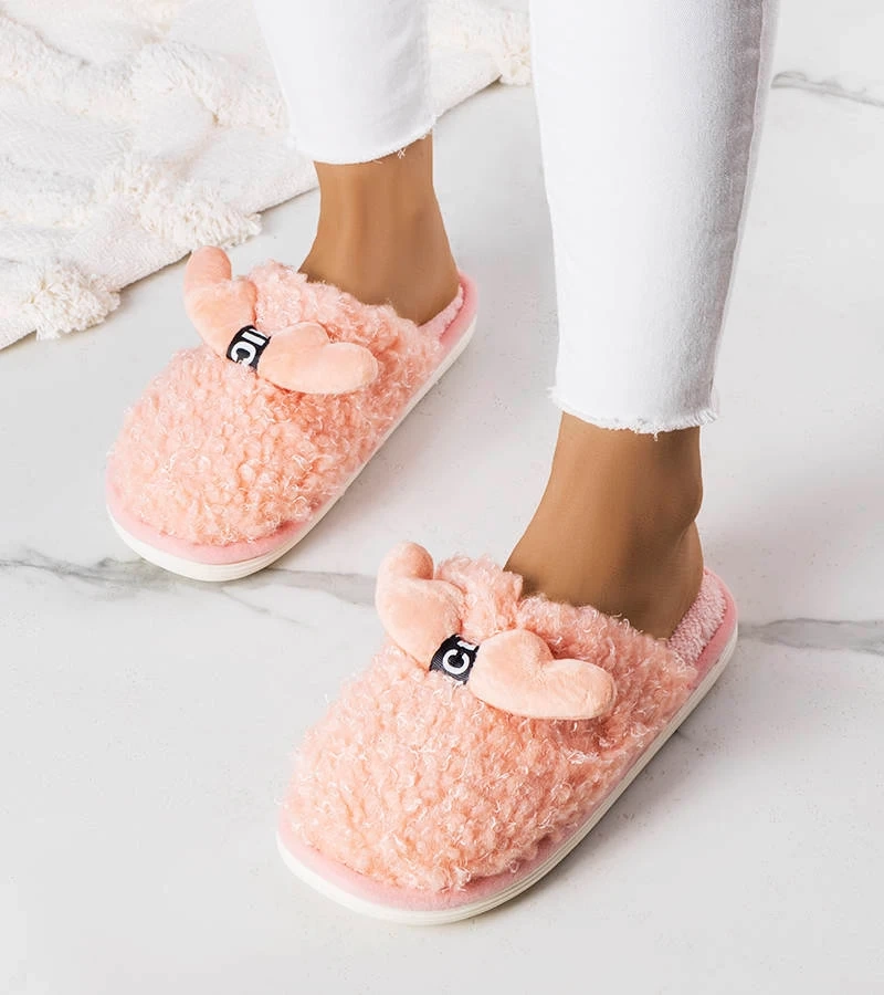 Rózsaszín papucsok bolyhos díszítéssel Rosny.