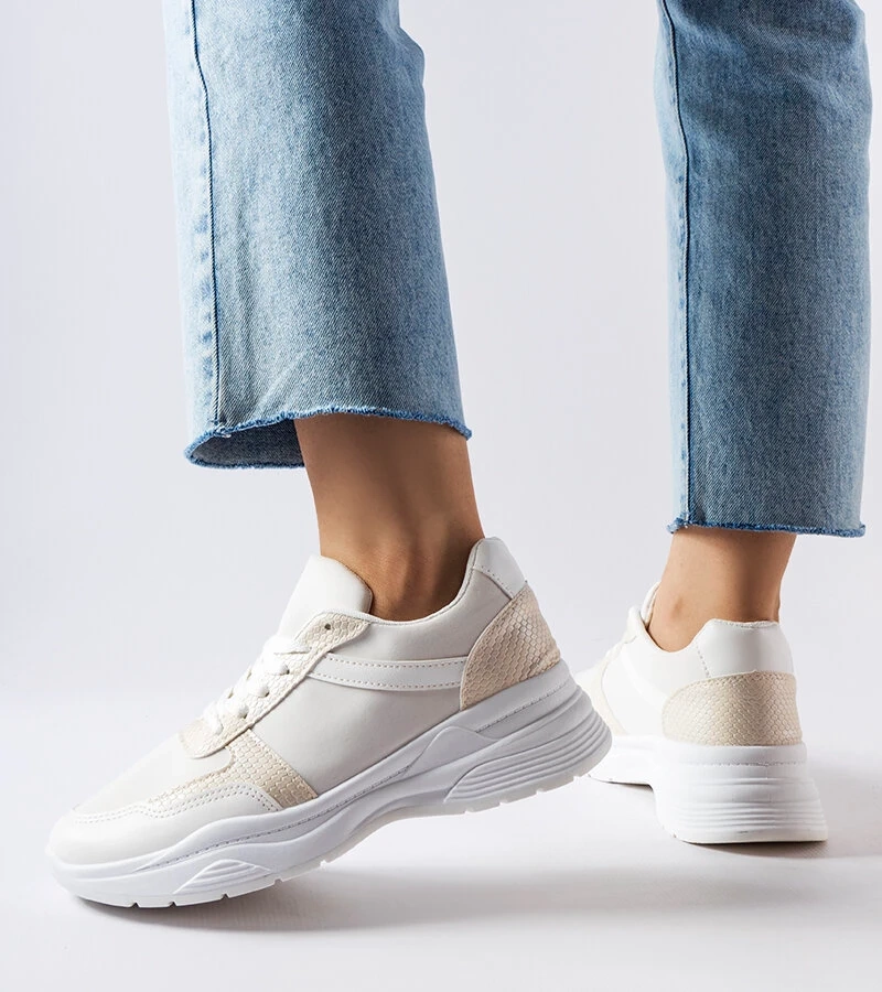 Fehér sneakers kígyóbőr díszítéssel Diego