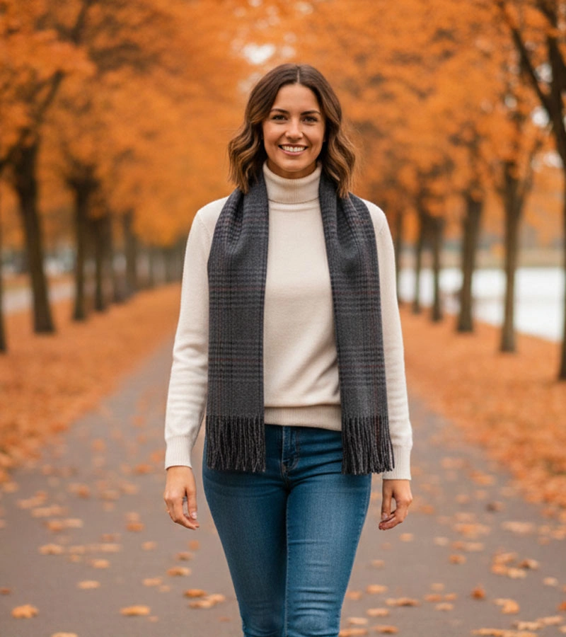 Szürke női kockás sál Pirouet