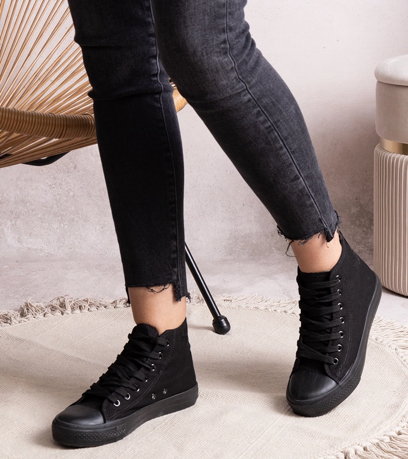 Fekete magas Rafife tornacipők