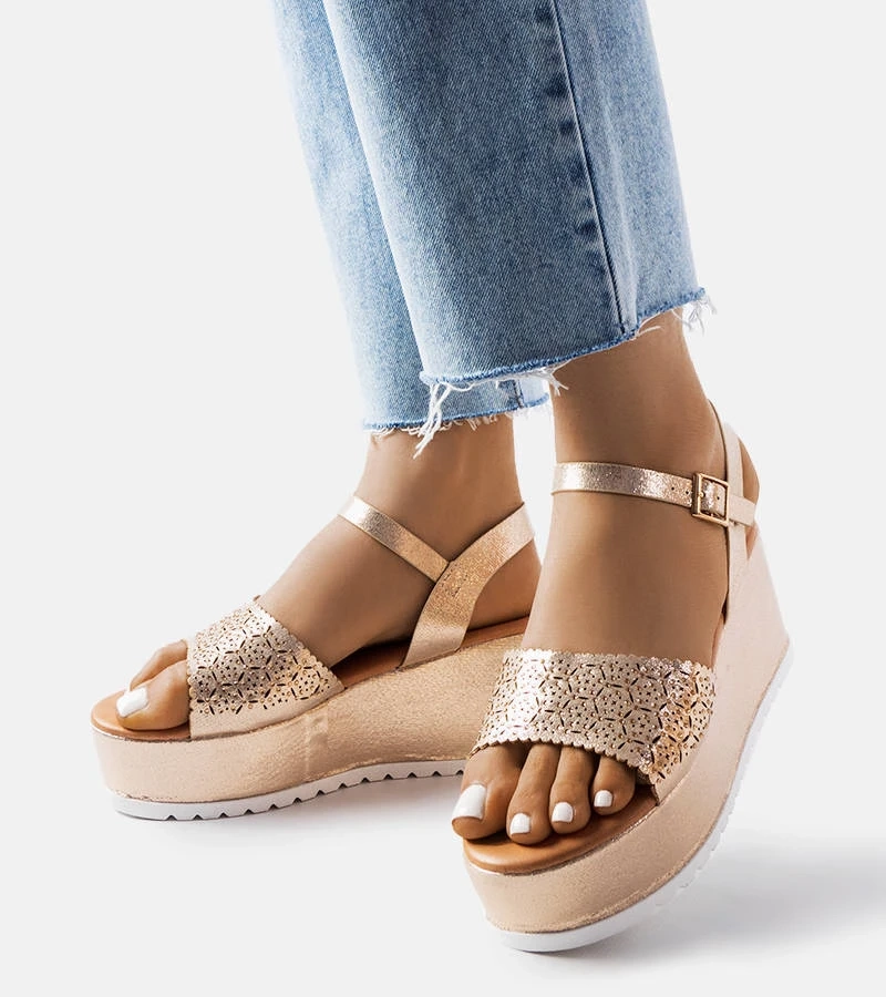 Arany hálós platform szandál Stockton