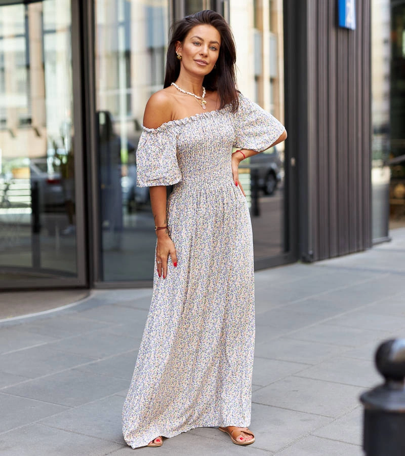 Lila virágos Ilario maxi ruha