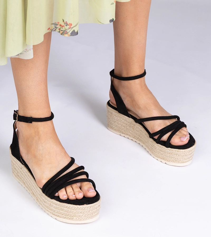 Panola fekete platformos espadrilles szandál