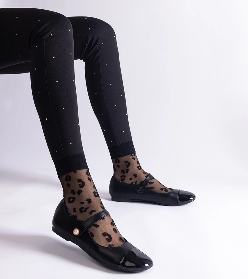 Fekete lakk orrú balerinacipő tépőzárral Jaures