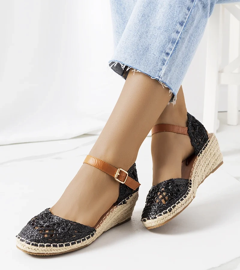 Dafin fekete klinos espadrille