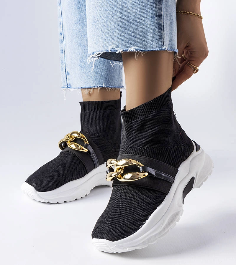 Fekete láncos sneakers Baptiste