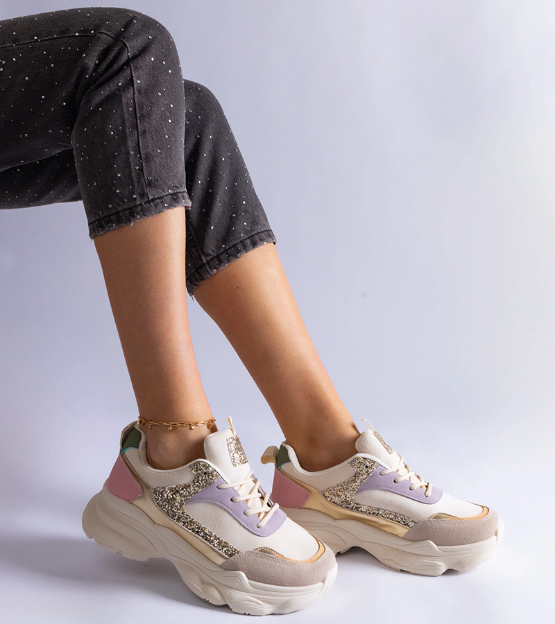 Clorinda többszínű csillogó betétes tornacipő