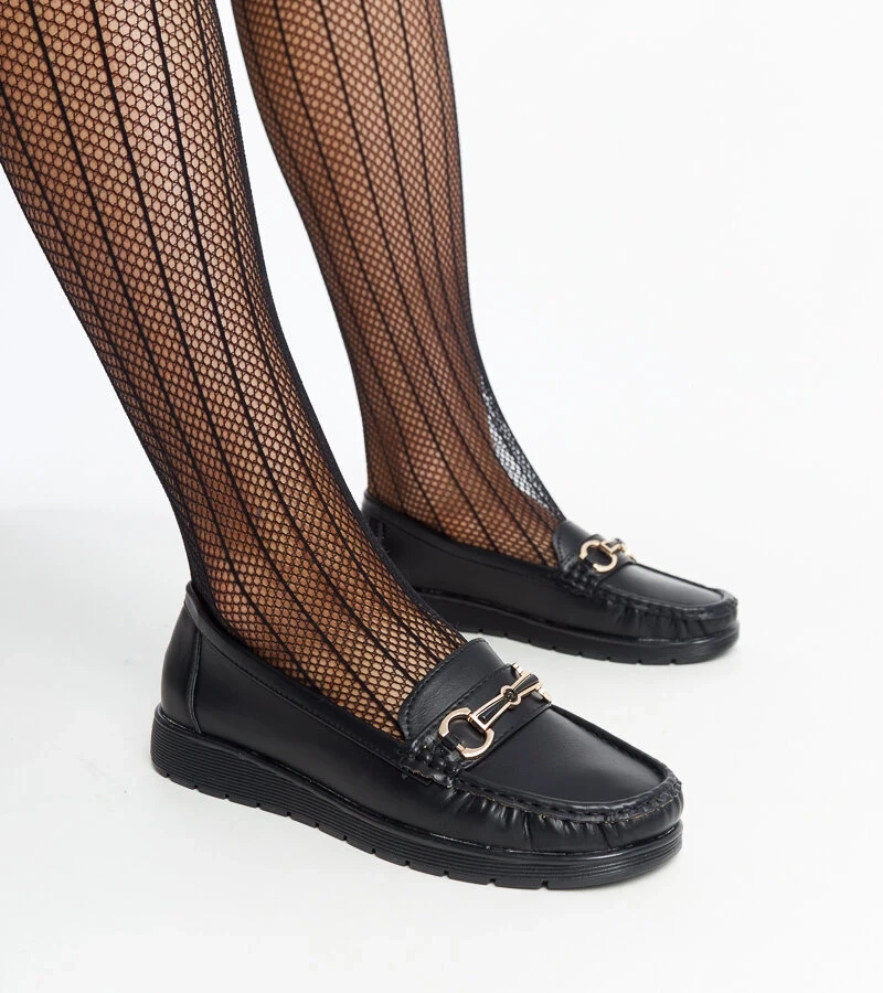 Anisah csatos fekete mokaszinok