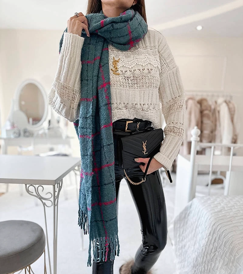 Kék kockás Rachael sál