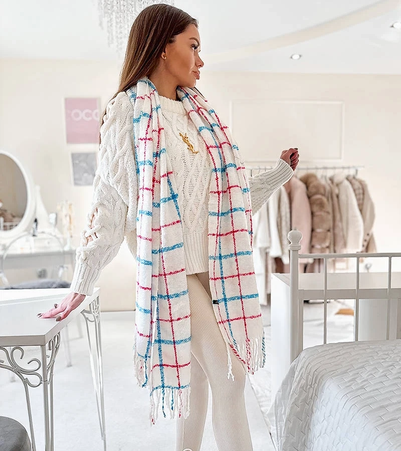 Fehér kockás Rachael sál