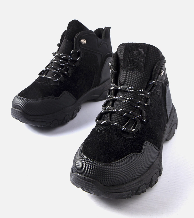 Fekete melegített férfi trapperek öko-szövetből készült Ponte