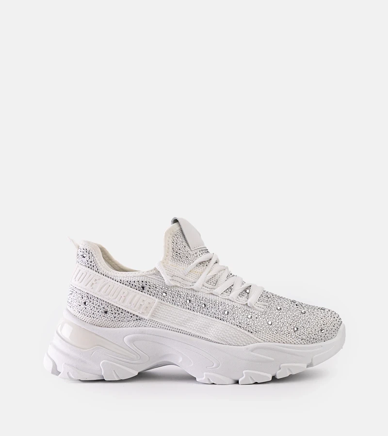 Fehér fényes Senai tornacipő masszív talppal