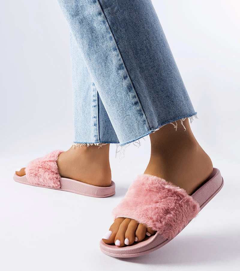 Rózsaszín papucs szőrrel Raffaele