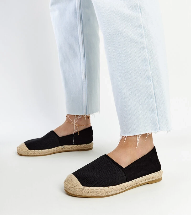 Fekete csillogó platformos Ming espadril