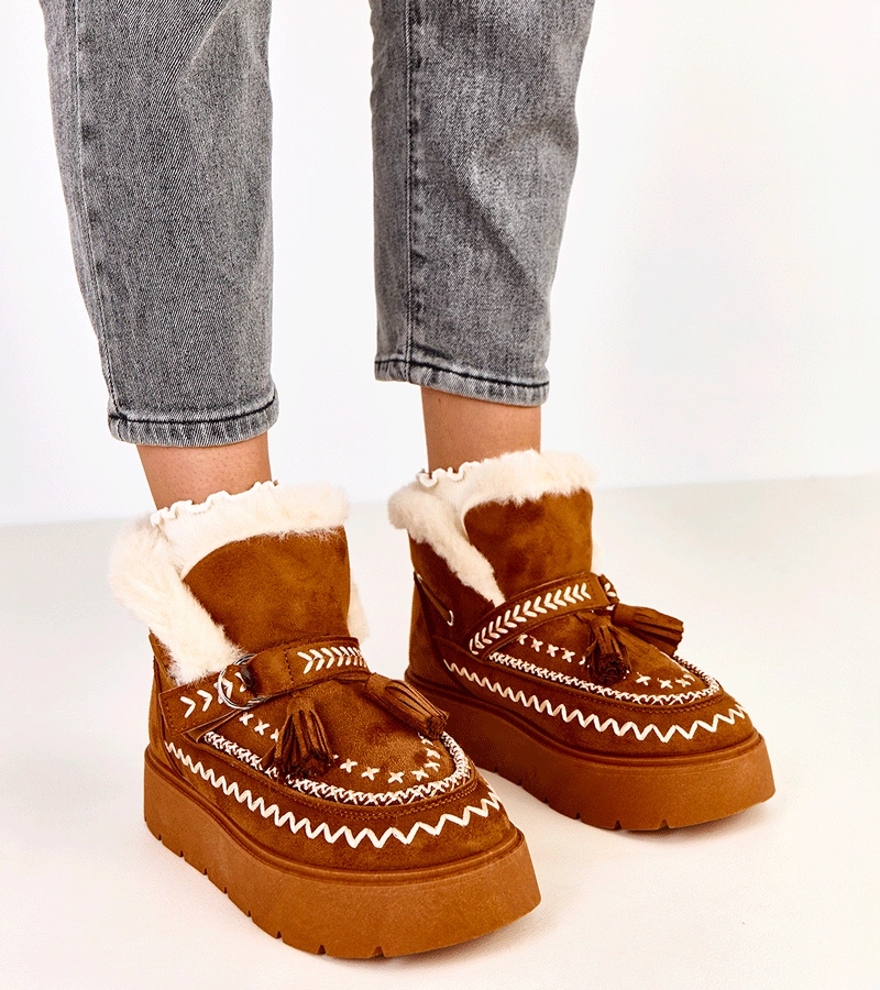 Maurisa rojtásos platformos barna hócsizmák