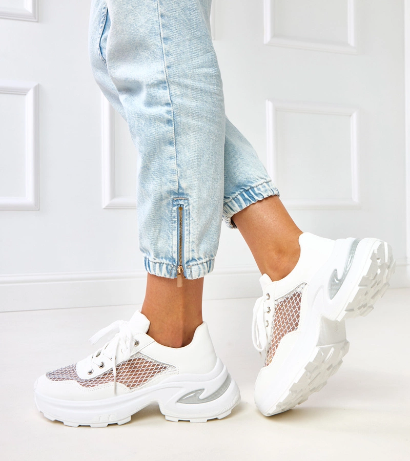 Fehér platformos tornacipő cirkóniával Inga