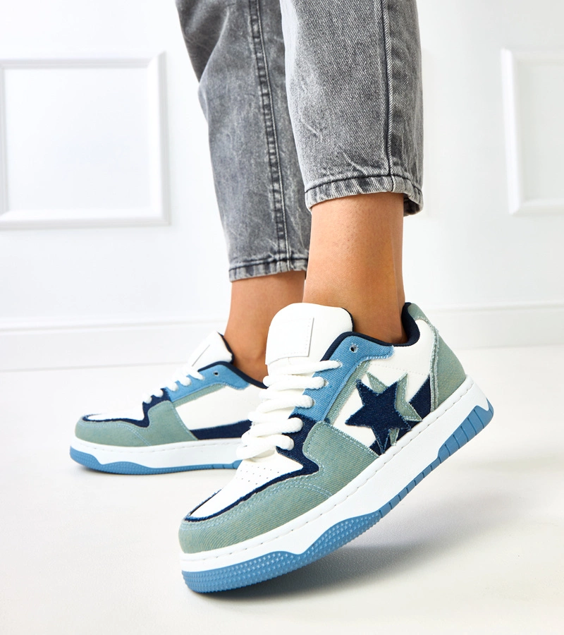 Fehér-kék platformos csillagos Zerri tornacipők