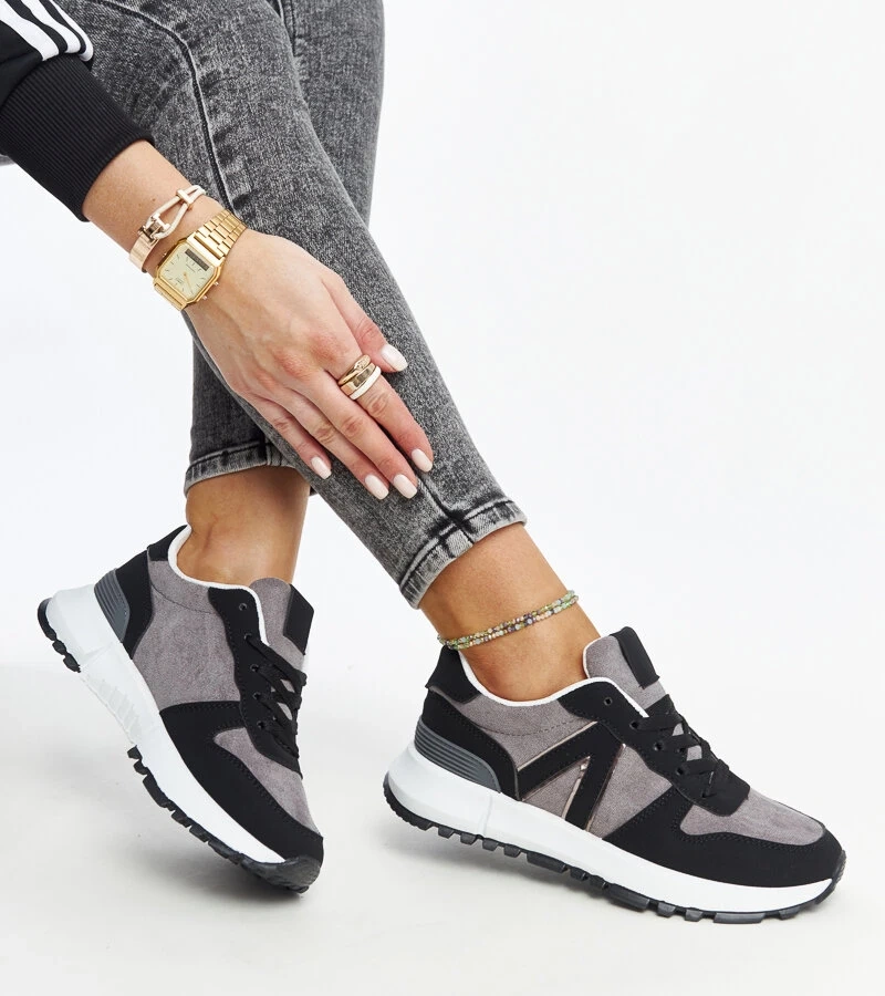 Fekete-szürke Sanela platformos tornacipők