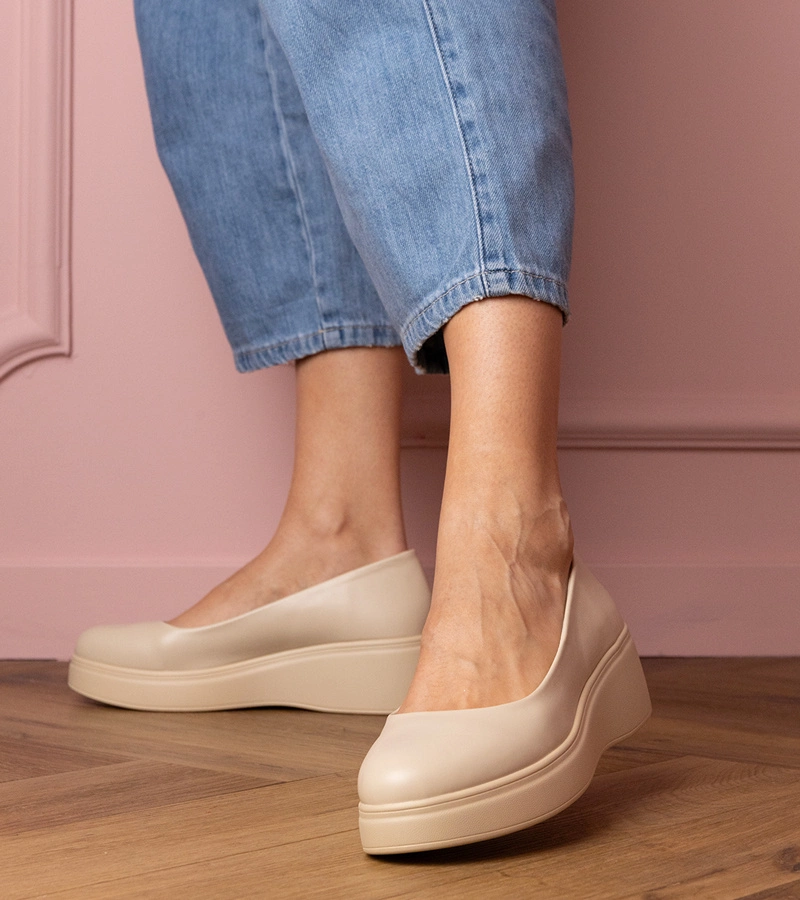 Huron műbőr bézs platform cipő