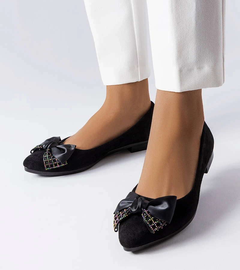 Fekete hegyes orrú Duval balerinacipők