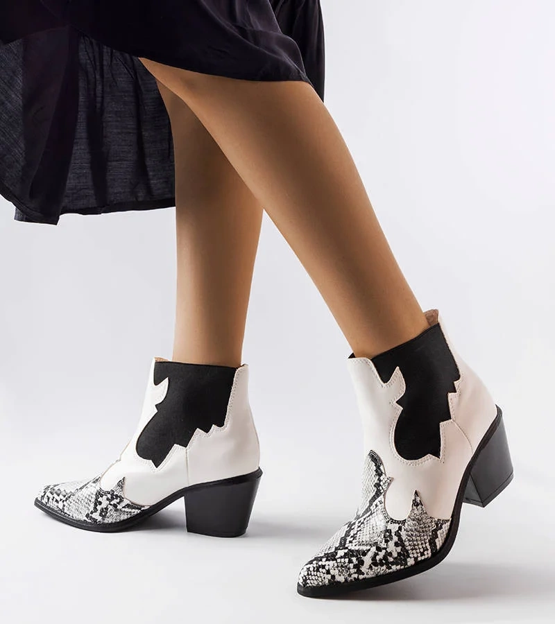 Fehér kígyó mintás bélelt cowboy csizma Goulet