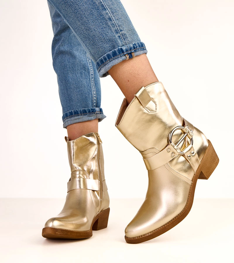 Arany cowboy csizma díszes csattal, Cedisa