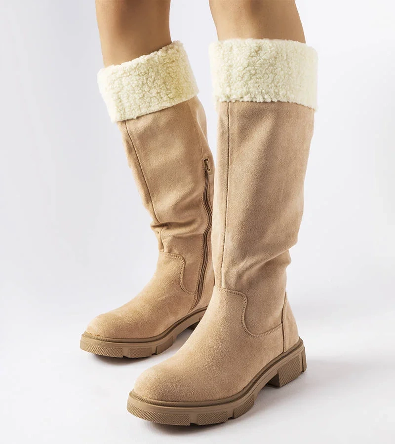 Barna műszálas bőr Erin csizma