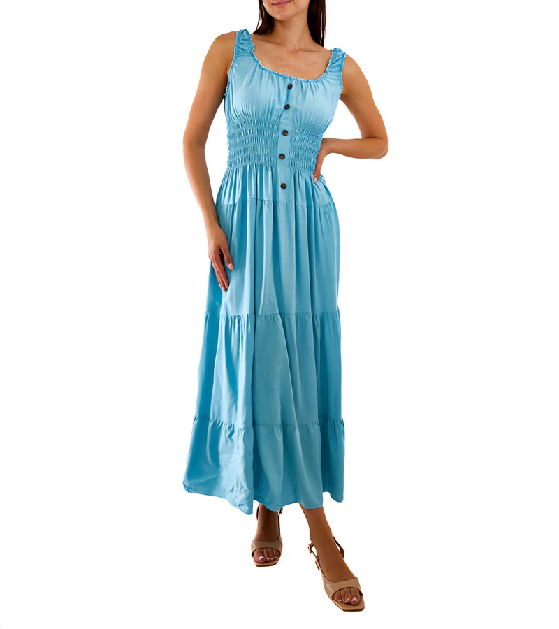 Atiye ráncos kék ruhája