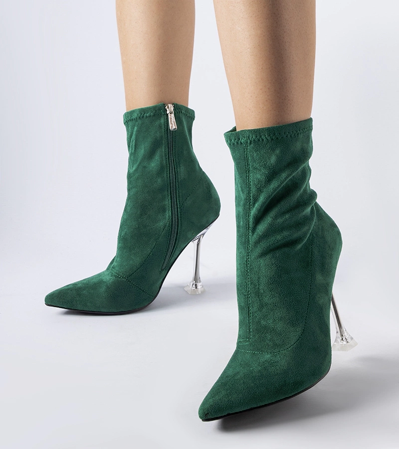 Zöld díszes sarokkal rendelkező Ferguson bokacsizma