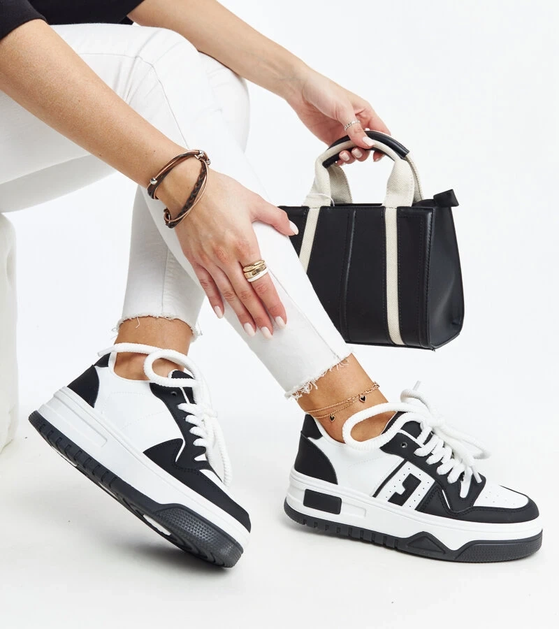 Fekete-fehér Galit vastag talpú tornacipők