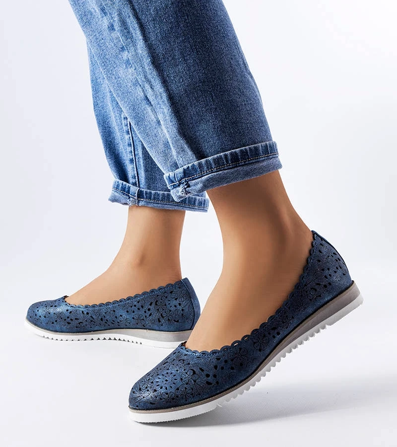 Findley sötétkék csipkés balerinák