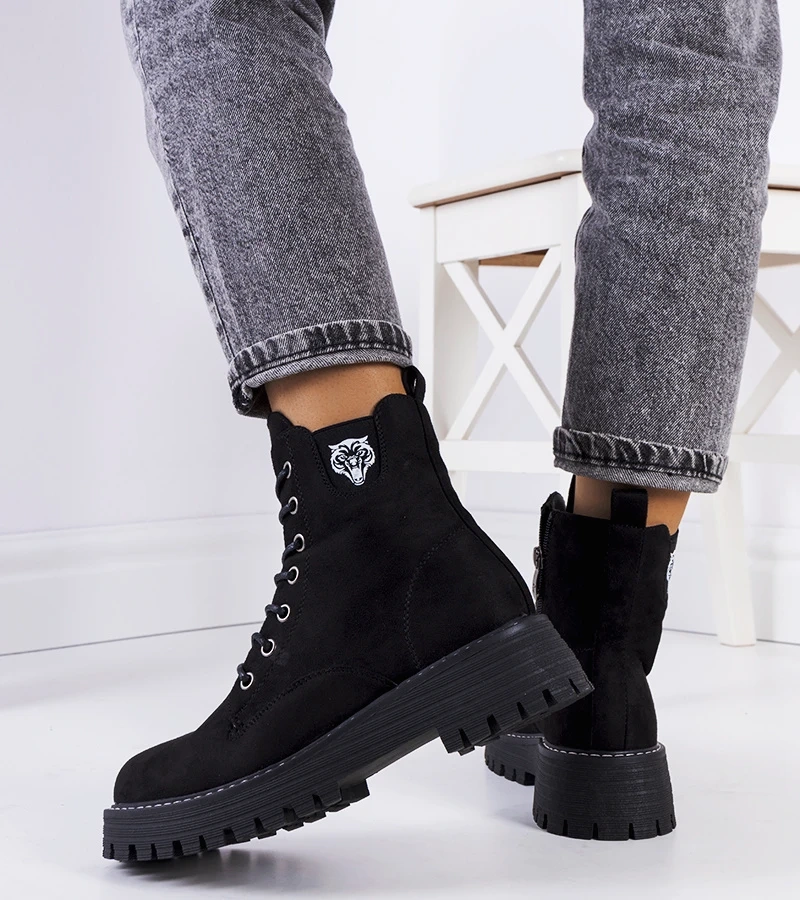 Fekete műszálas bokacsizma Uzeir