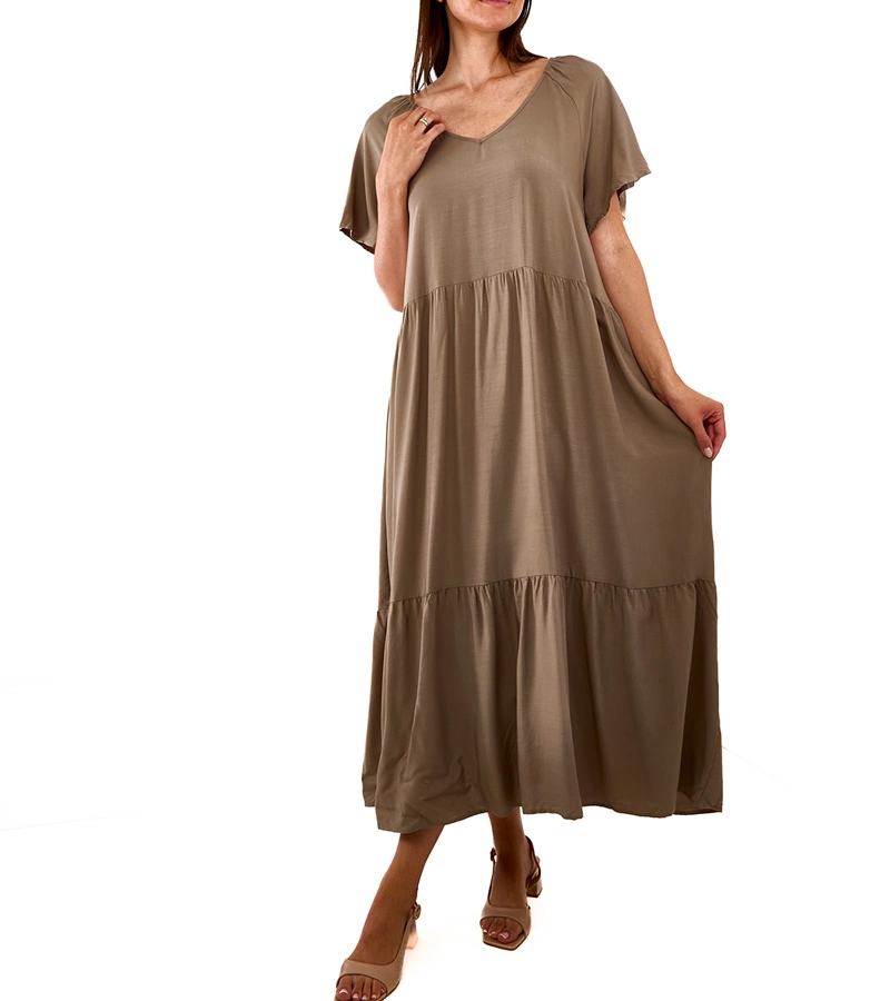 Sötétzöld, laza szabású Mamelia maxi ruha