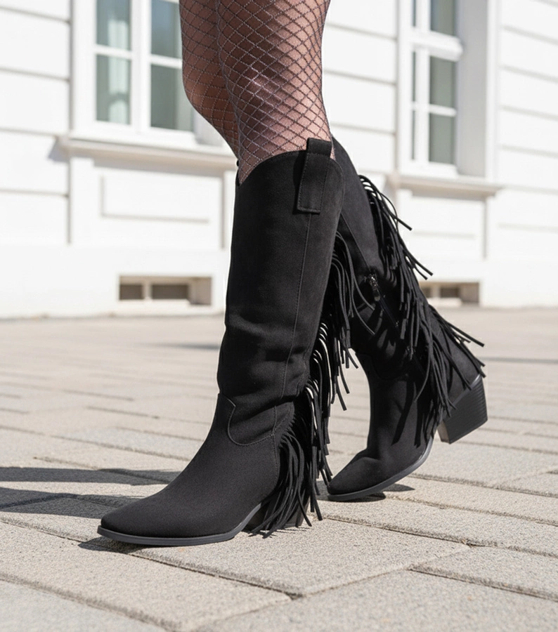 Fekete rojtos cowboy csizma Misa